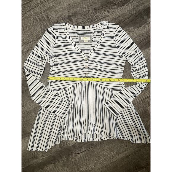 Maeve Anthropologie Eliza Henley Babydoll Tunic Size Medium white Black Striped - Picture 8 of 11